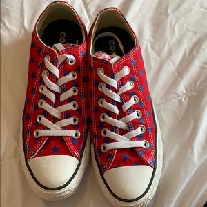 Red Converse with blue stars